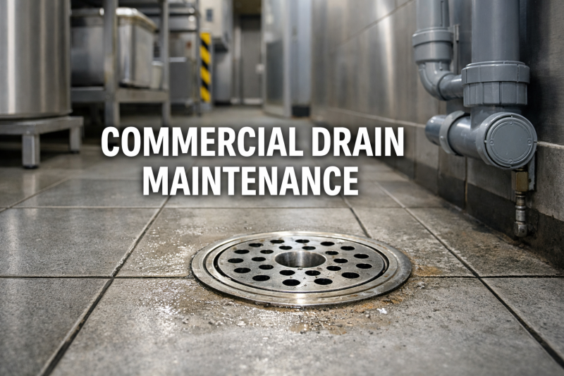 Commercial floor drain in a Salisbury business premises highlighting the importance of regular commercial drain maintenance