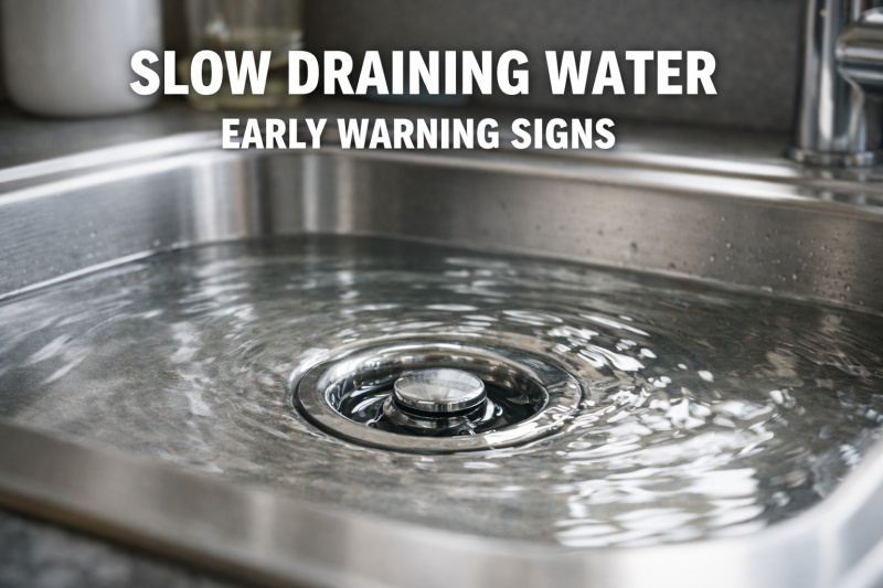 Drain cleaning signs showing slow draining sink water in Salisbury home