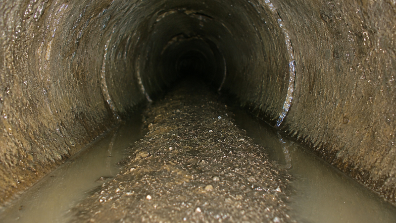 silt in Salisbury drains with blocked pipe sections, standing water, CCTV inspection and drain repair warning signs
